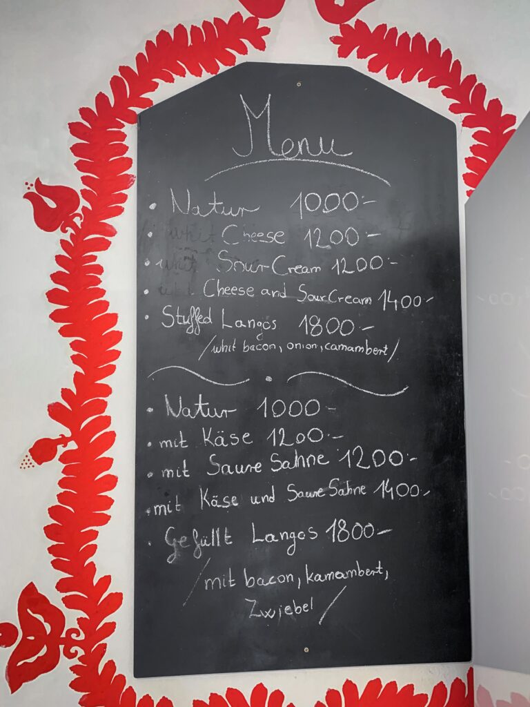 Menu z langoszami